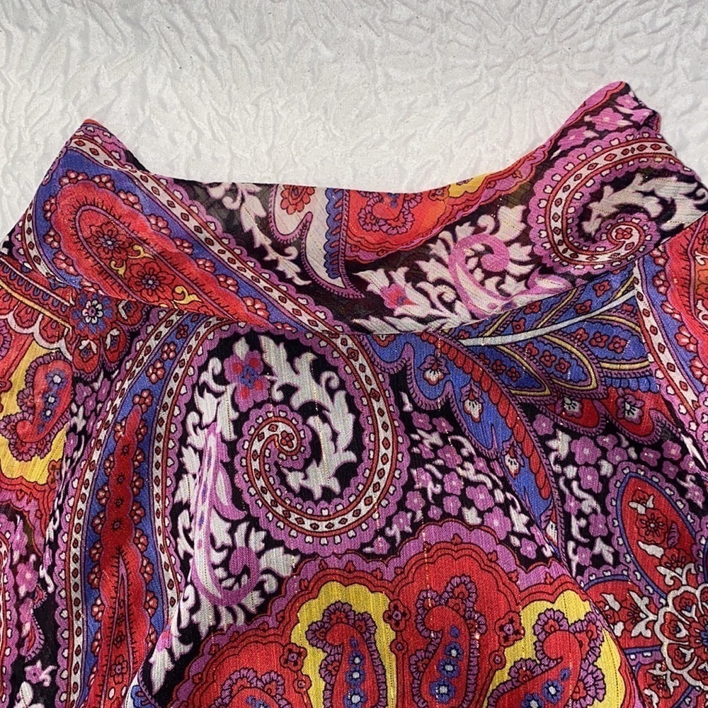 TAHARI By Arthur S. Levine Mock Neck Paisley Print Long Sleeve Maxi Dress NWOT - Picture 4 of 14